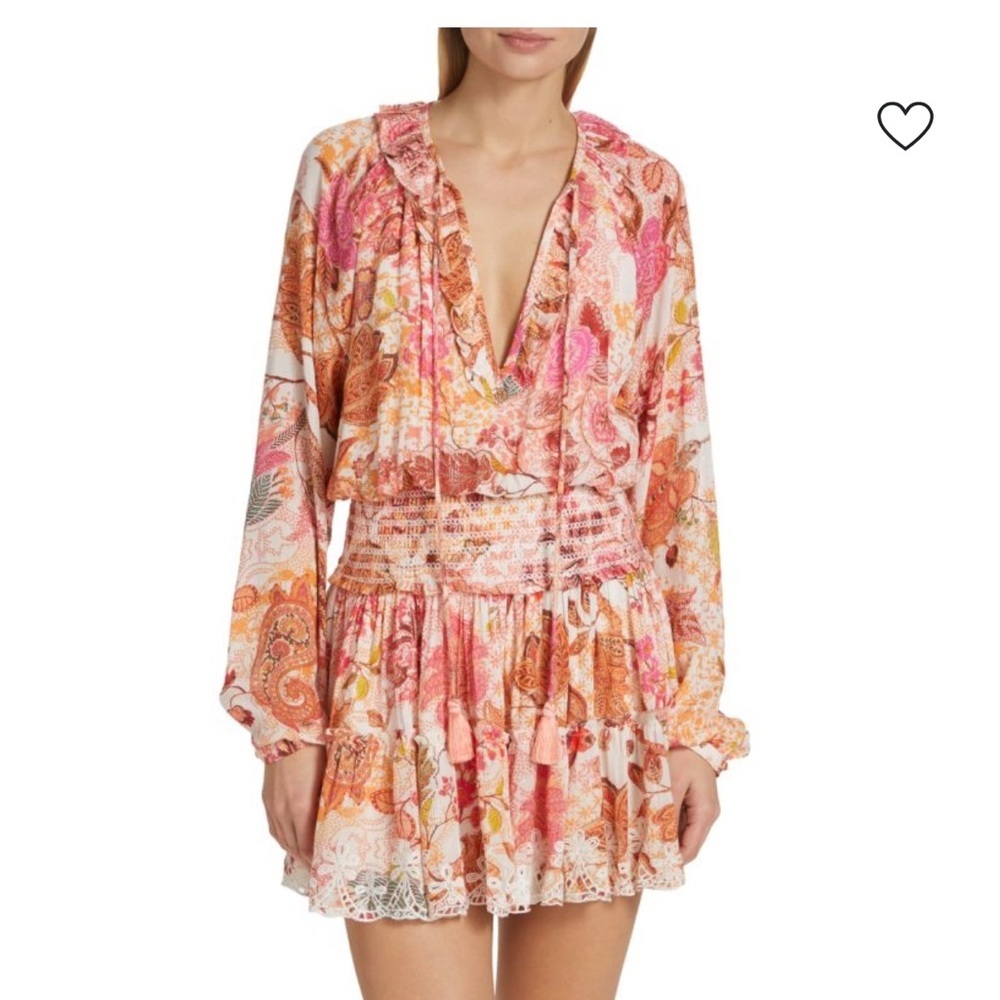 HEMANT & NANDITA Pink Amal Floral Print Minidress. Size Small. Retail $388